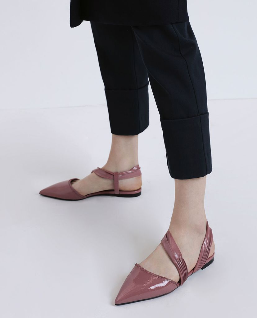 CHARLES & KEITH - Giày sandals nữ mũi nhọn Ruched Strap Covered Flat