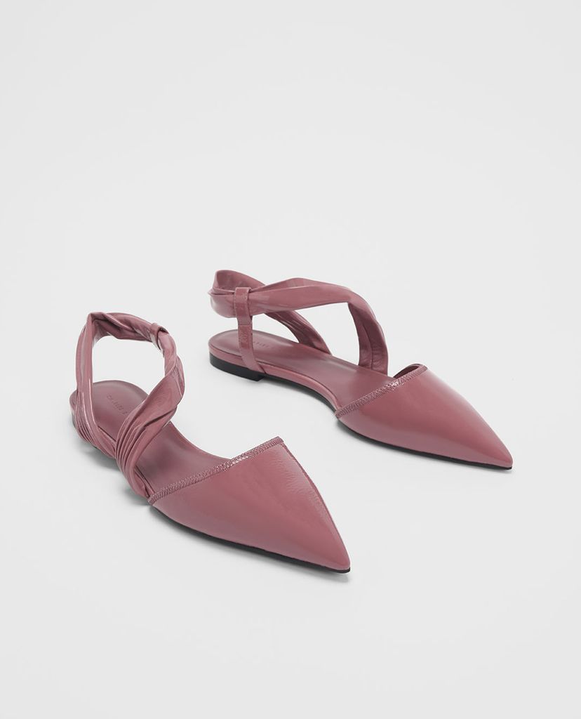 CHARLES & KEITH - Giày sandals nữ mũi nhọn Ruched Strap Covered Flat