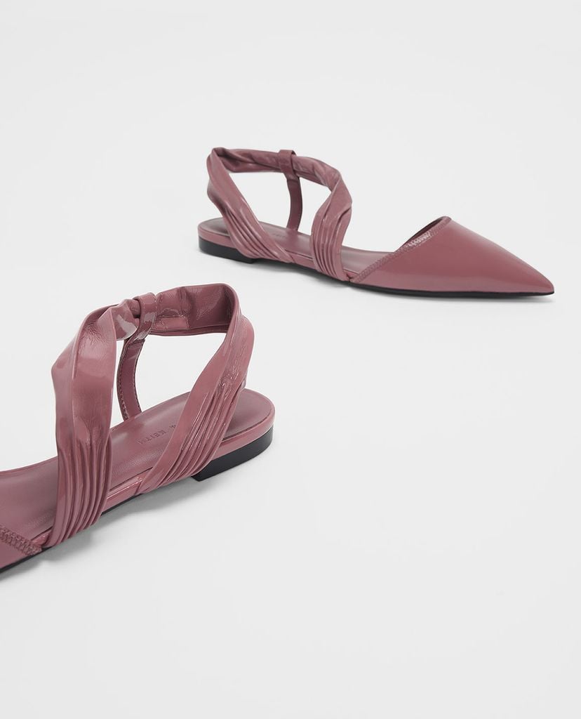 CHARLES & KEITH - Giày sandals nữ mũi nhọn Ruched Strap Covered Flat