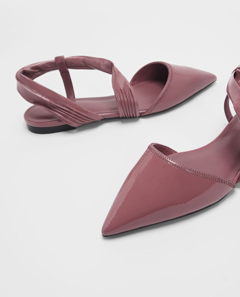CHARLES & KEITH - Giày sandals nữ mũi nhọn Ruched Strap Covered Flat