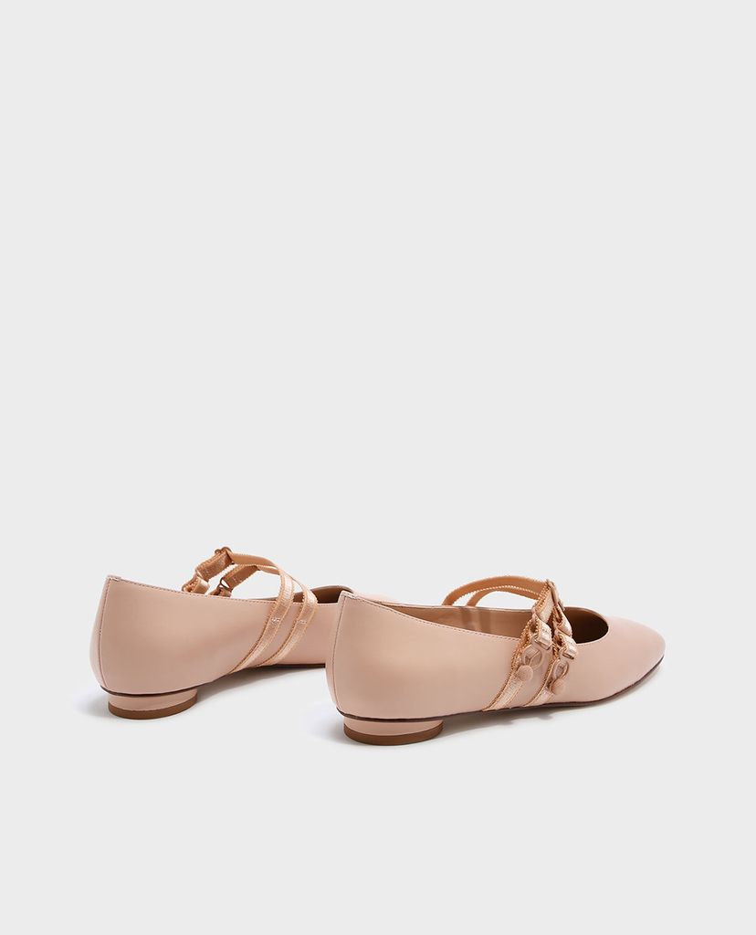 CHARLES & KEITH - Giày đế bệt nữ mũi tròn Mary Jane Ballerinas