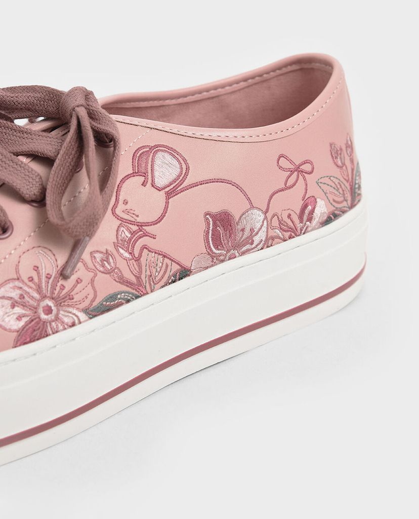 CHARLES & KEITH - Giày thể thao nữ thắt dây Embroidered