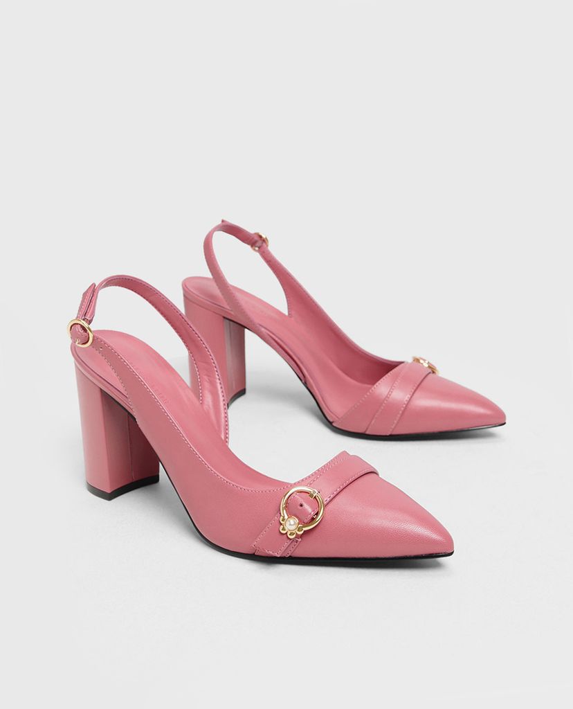 CHARLES & KEITH - Giày cao gót mũi nhọn Embellished Asymmetrical