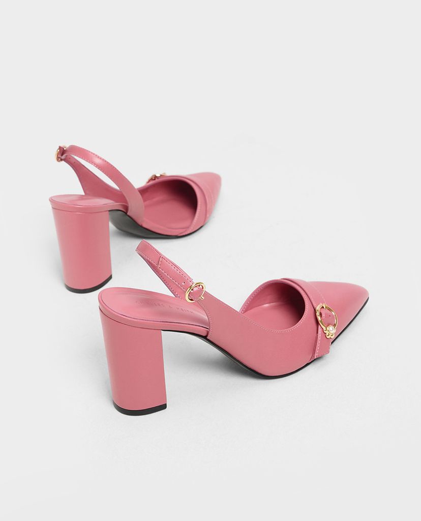 CHARLES & KEITH - Giày cao gót mũi nhọn Embellished Asymmetrical