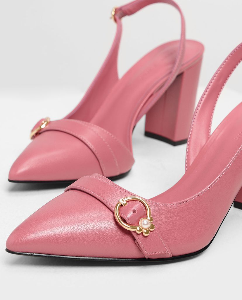CHARLES & KEITH - Giày cao gót mũi nhọn Embellished Asymmetrical