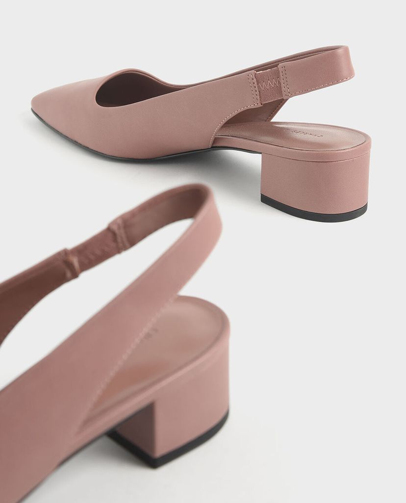 CHARLES & KEITH - Giày đế bệt Square Toe Block Heel Slingback