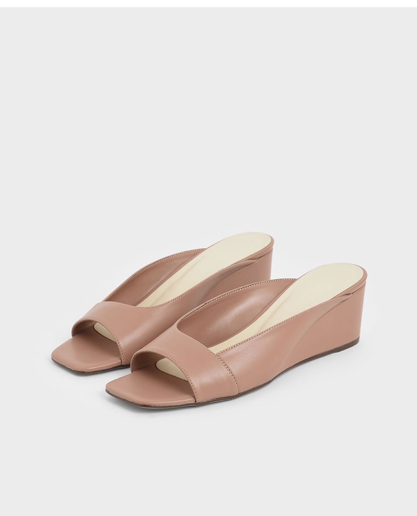 CHARLES & KEITH - Giày đế xuồng Asymmetrical Open Toe Wedges