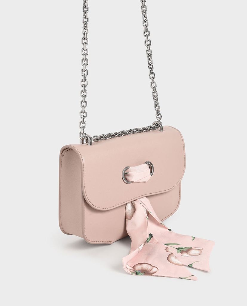 CHARLES & KEITH - Túi đeo vai nữ chữ nhật Satin Scarf Double Strap