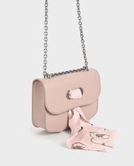 CHARLES & KEITH - Túi đeo vai nữ chữ nhật Satin Scarf Double Strap