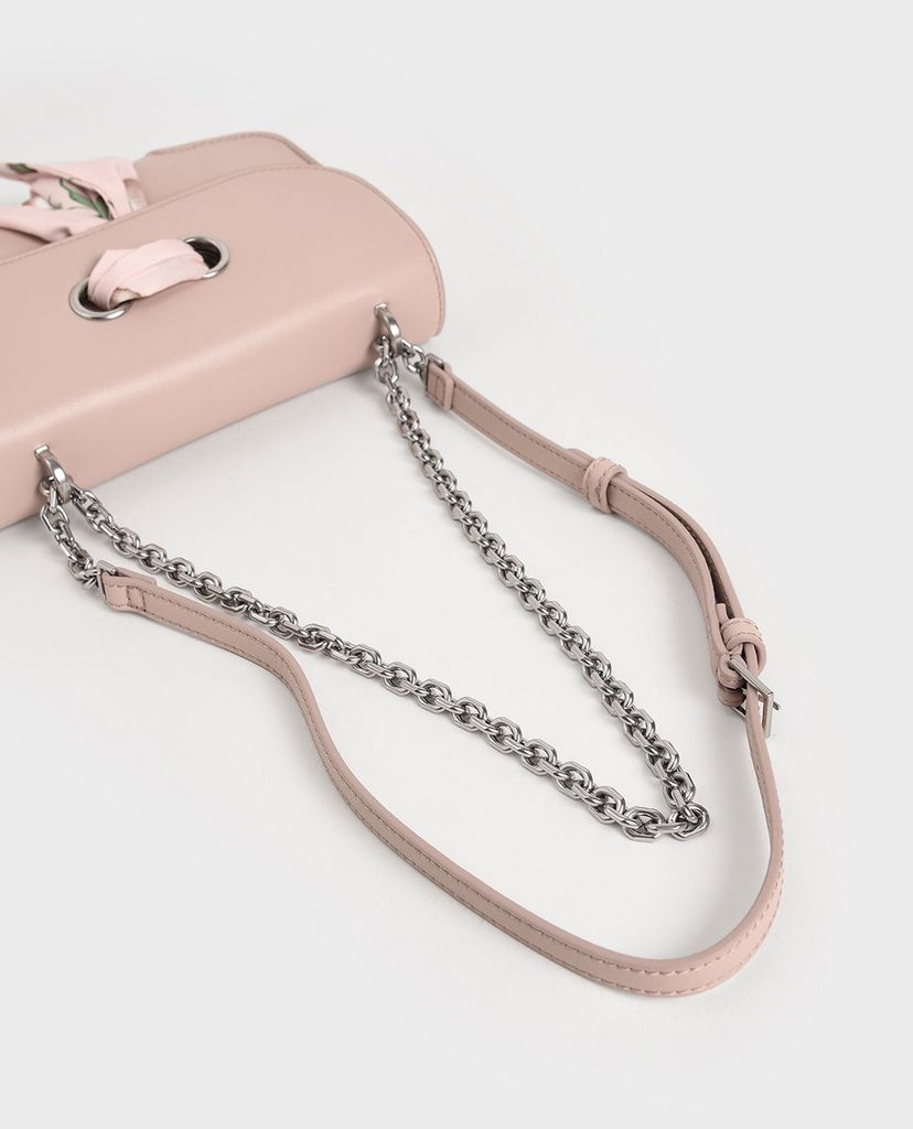 CHARLES & KEITH - Túi đeo vai nữ chữ nhật Satin Scarf Double Strap