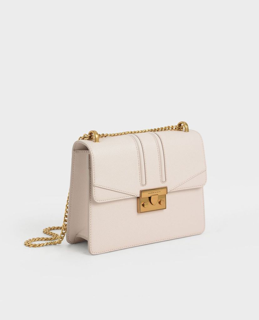 CHARLES & KEITH - Túi đeo vai phom chữ nhật Metallic Push Lock