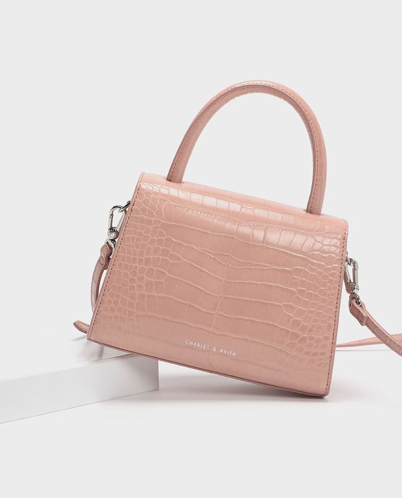 CHARLES & KEITH - Túi xách nữ Croc-Effect Structured Top