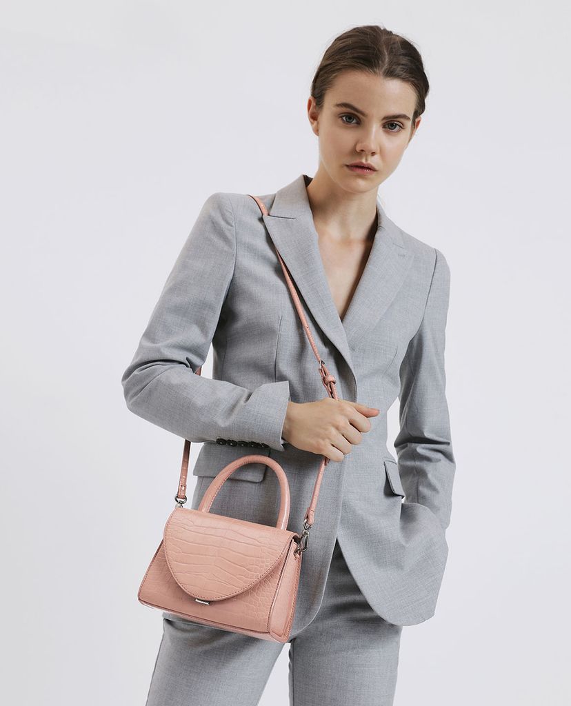 CHARLES & KEITH - Túi xách nữ Croc-Effect Structured Top