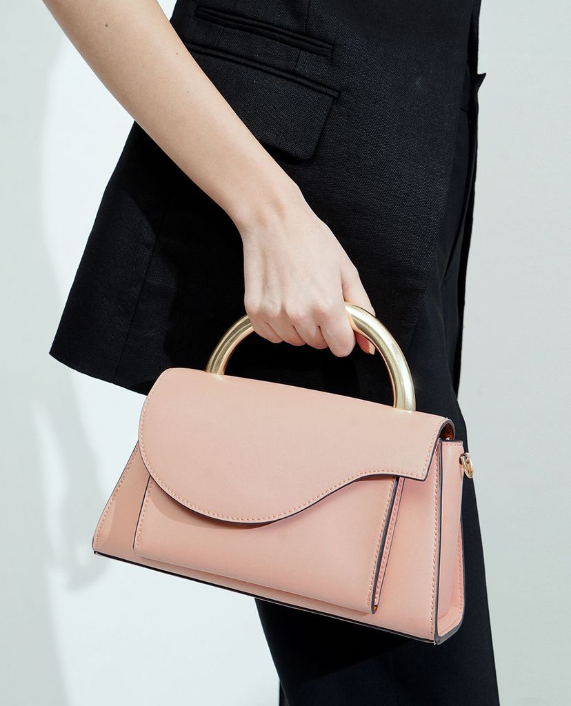 CHARLES & KEITH - Túi xách tay nữ chữ nhật Angular Flap Metallic Top
