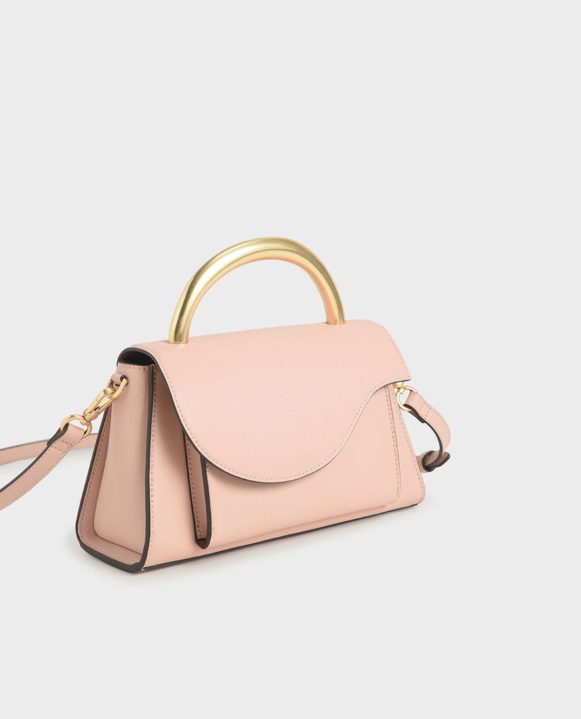 CHARLES & KEITH - Túi xách tay nữ chữ nhật Angular Flap Metallic Top