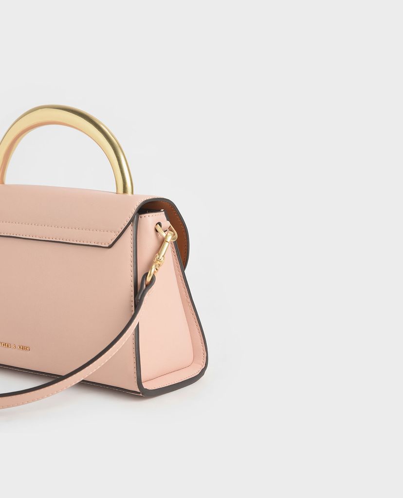CHARLES & KEITH - Túi xách tay nữ chữ nhật Angular Flap Metallic Top