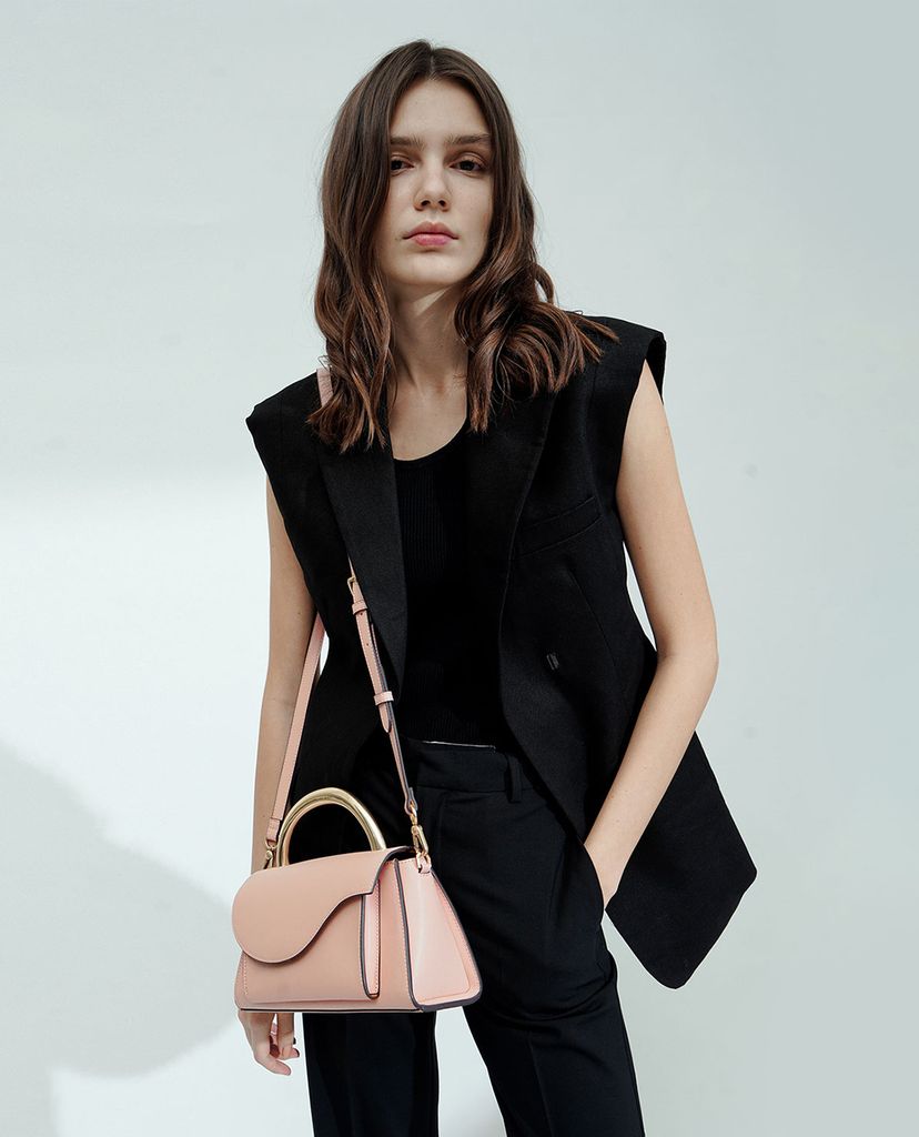 CHARLES & KEITH - Túi xách tay nữ chữ nhật Angular Flap Metallic Top
