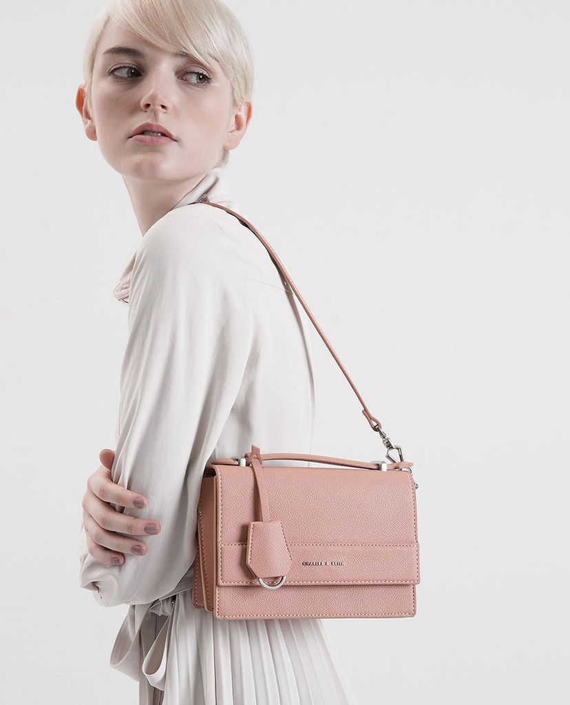 CHARLES & KEITH - Túi xách tay nữ chữ nhật Front Flap Top