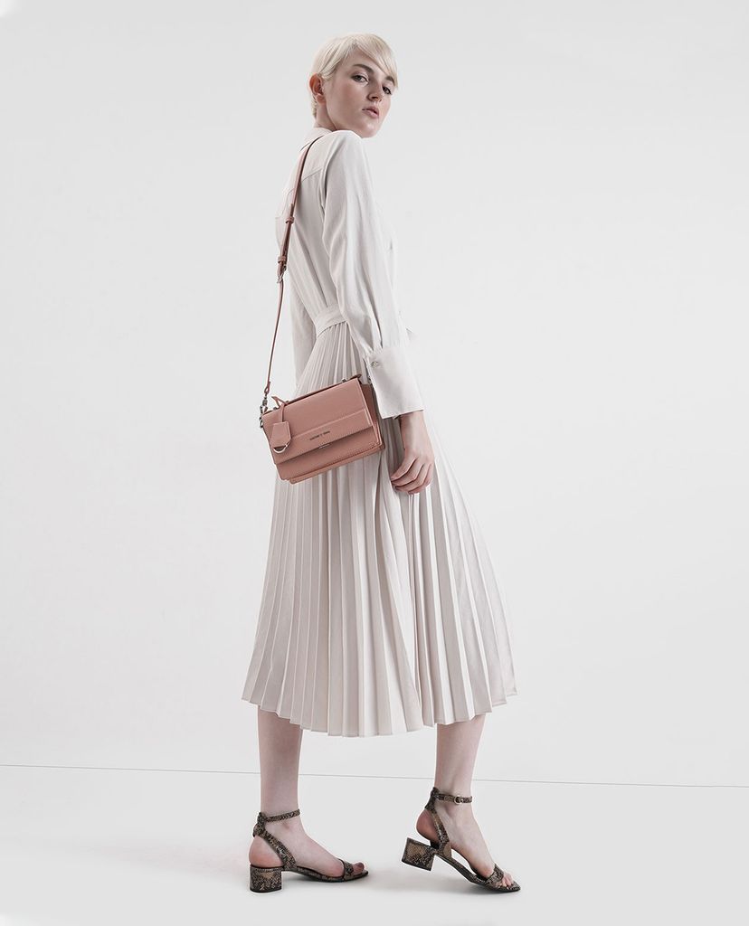 CHARLES & KEITH - Túi xách tay nữ chữ nhật Front Flap Top