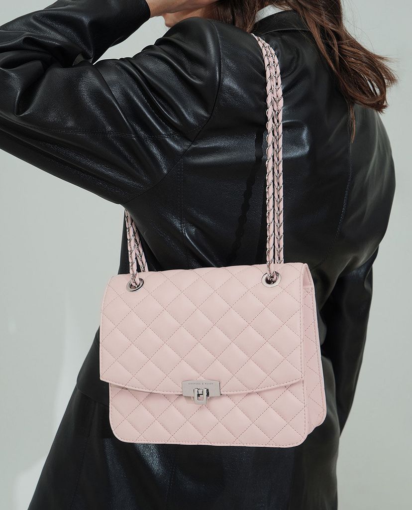CHARLES & KEITH - Túi đeo vai chữ nhật Quilted Push Lock