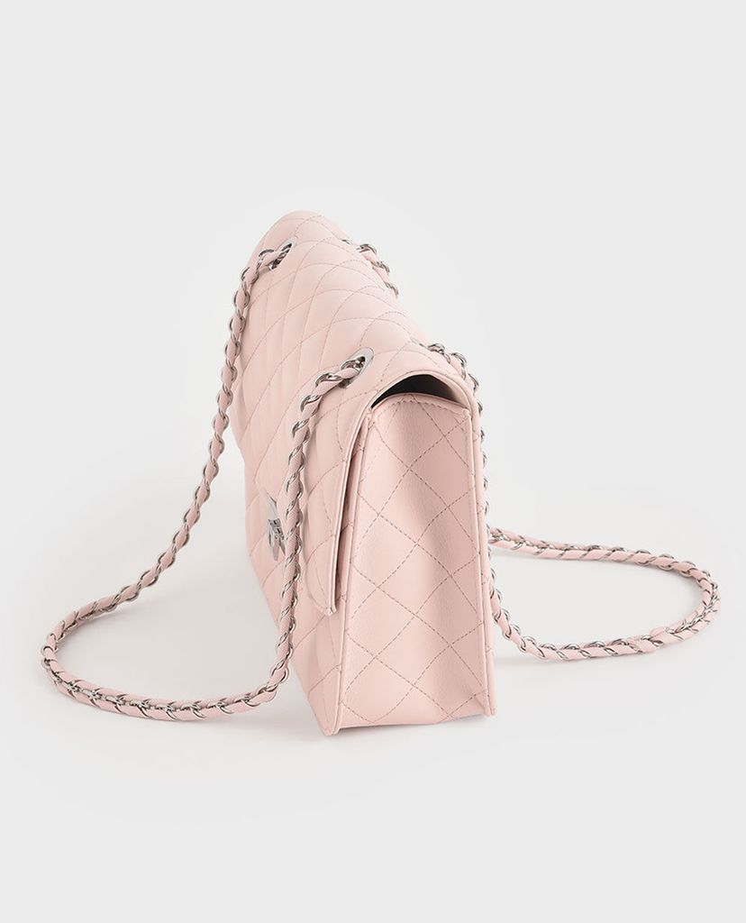 CHARLES & KEITH - Túi đeo vai chữ nhật Quilted Push Lock