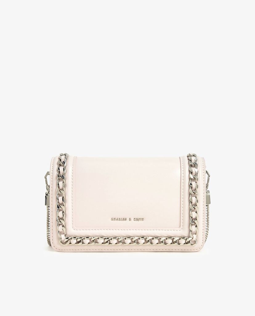 CHARLES & KEITH - Ví cầm tay nữ chữ nhật Chain Trimmed