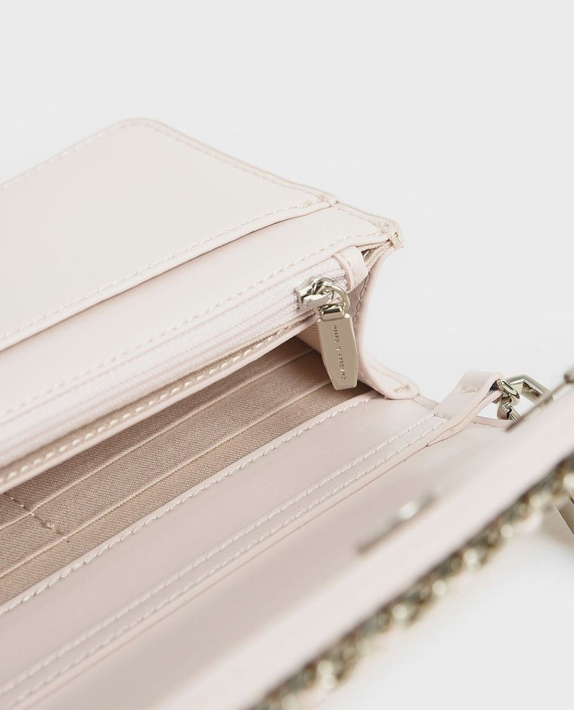 CHARLES & KEITH - Ví cầm tay nữ chữ nhật Chain Trimmed