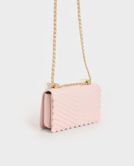 CHARLES & KEITH - Túi đeo chéo nữ chữ nhật Pearl Embellished