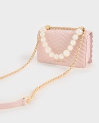 CHARLES & KEITH - Túi đeo chéo nữ chữ nhật Pearl Embellished