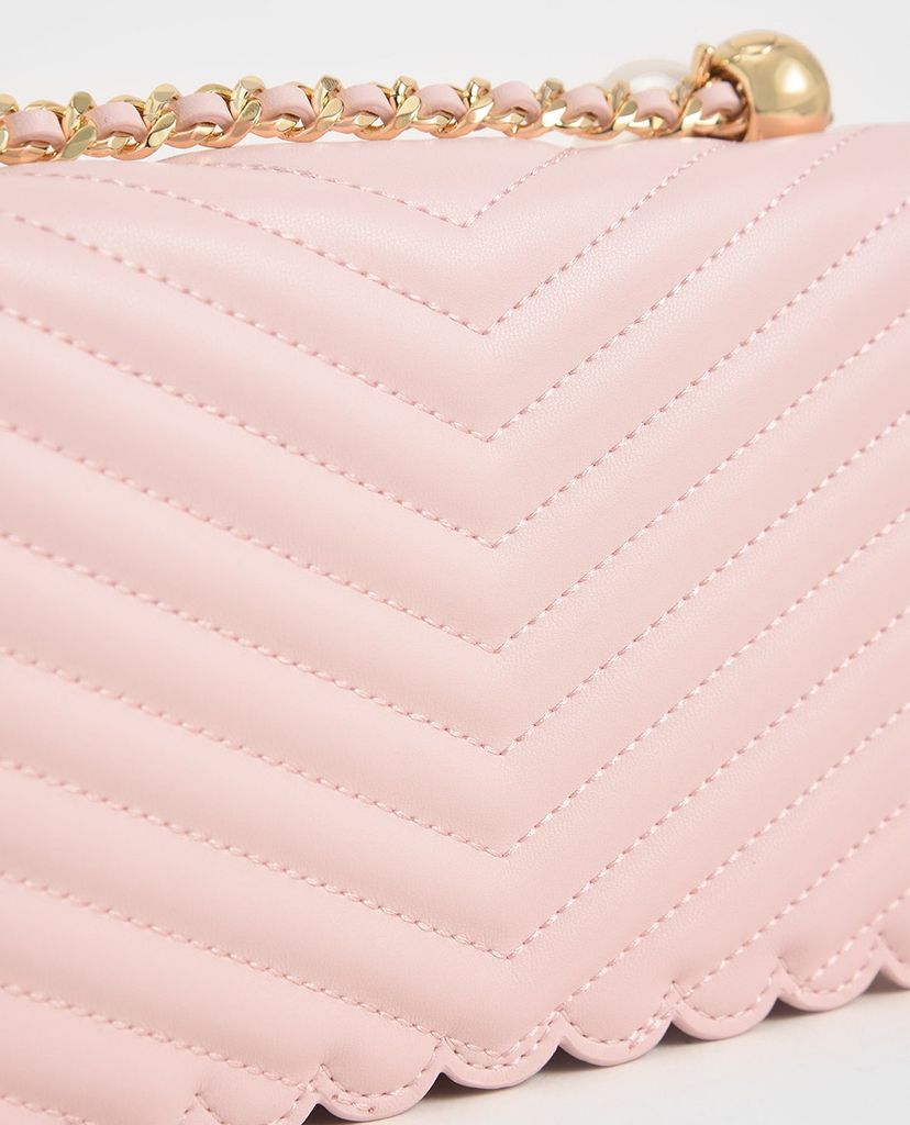 CHARLES & KEITH - Túi đeo chéo nữ chữ nhật Pearl Embellished