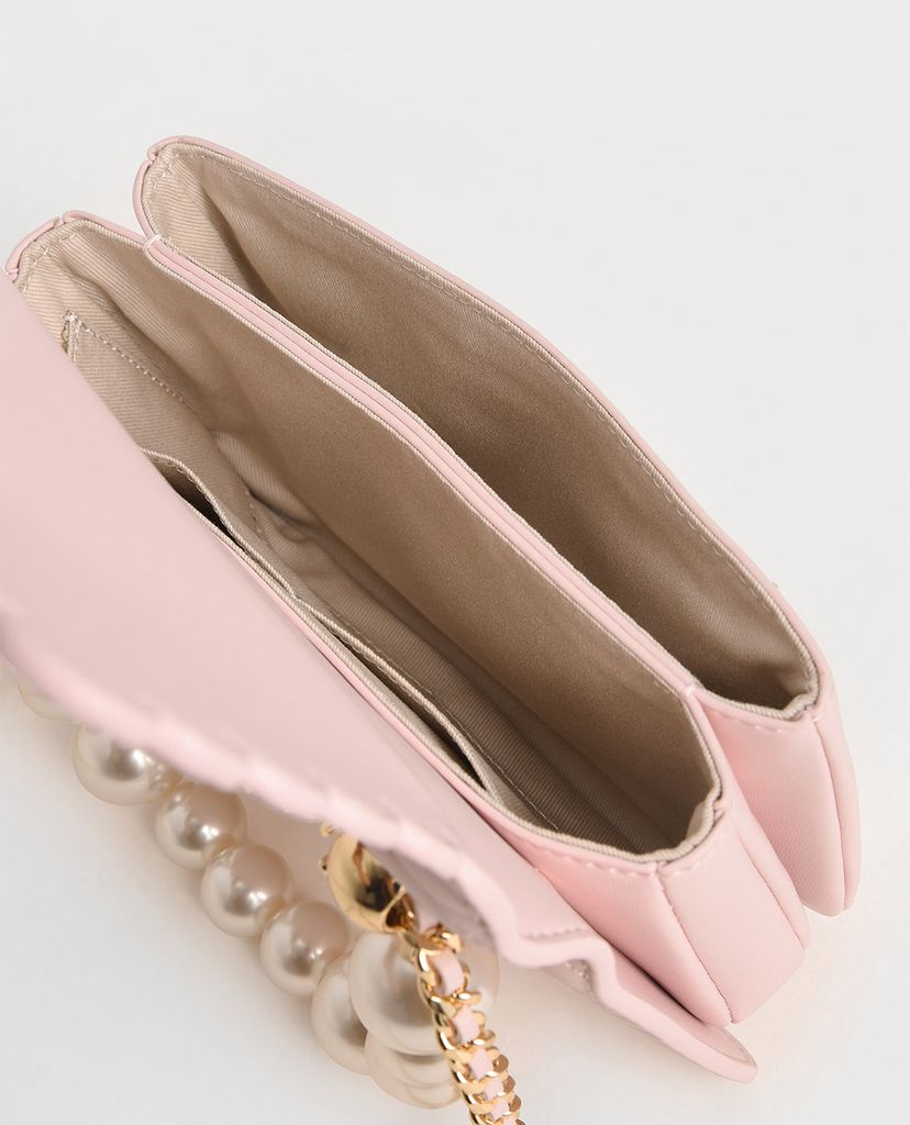 CHARLES & KEITH - Túi đeo chéo nữ chữ nhật Pearl Embellished