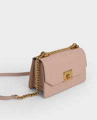 CHARLES & KEITH - Túi đeo chéo nữ nắp gập Metallic Push Lock