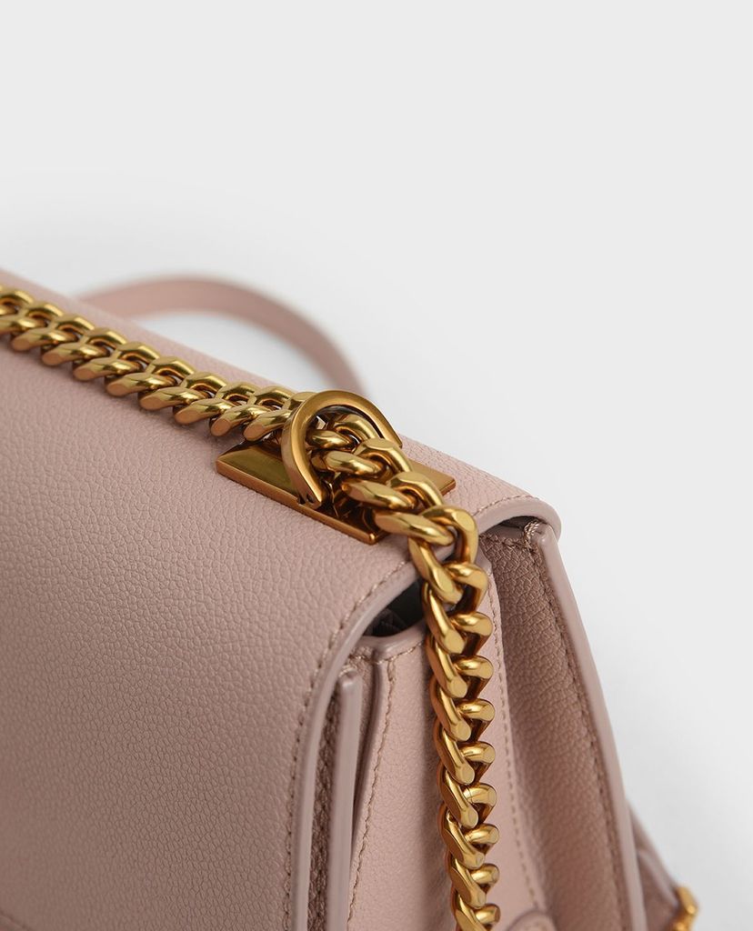 CHARLES & KEITH - Túi đeo chéo nữ nắp gập Metallic Push Lock