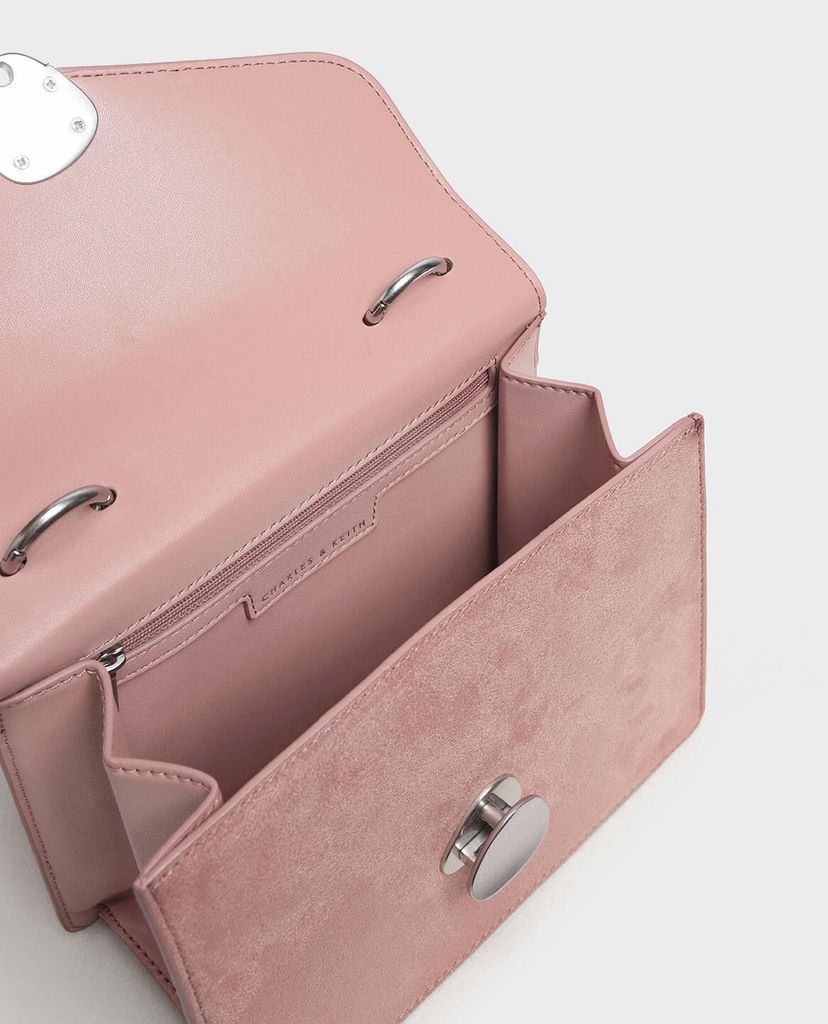 CHARLES & KEITH - Túi đeo chéo Metal Push Lock Front Flap
