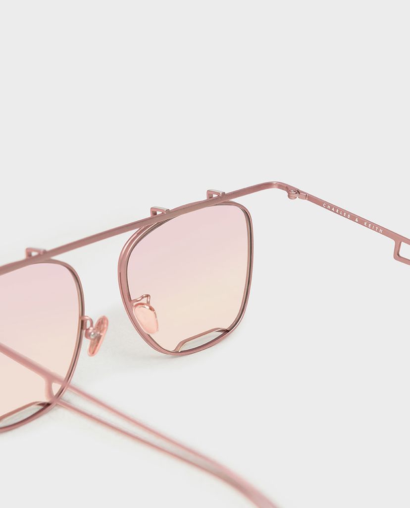 CHARLES & KEITH - Kính mát nữ gọng vuông Metal Frame
