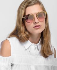 CHARLES & KEITH - Kính mát nữ thời trang Angular Metal Frame Aviator
