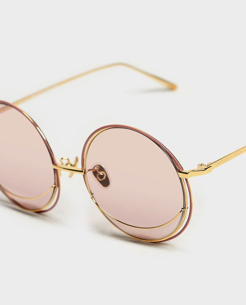 CHARLES & KEITH - Kính mát nữ gọng tròn Circle Frame