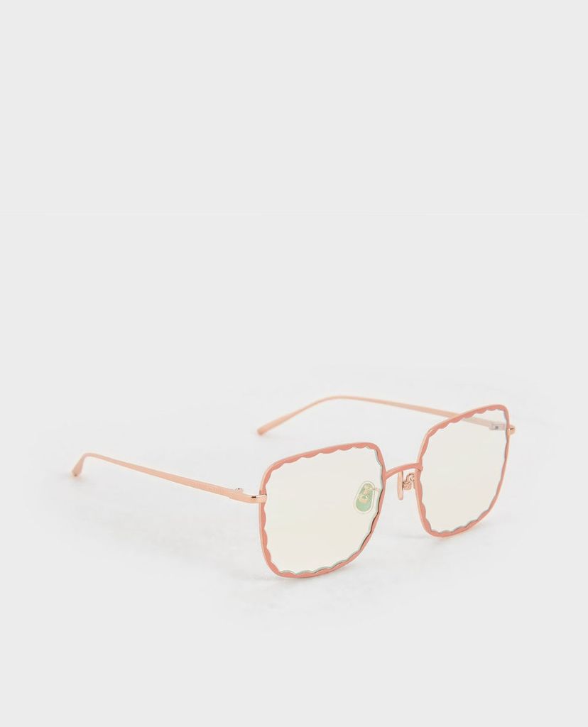 CHARLES & KEITH - Kính mát nữ gọng vuông Scallop Trim Butterfly
