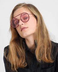 CHARLES & KEITH - Kính mát nữ gọng tròn Acetate Round Frame