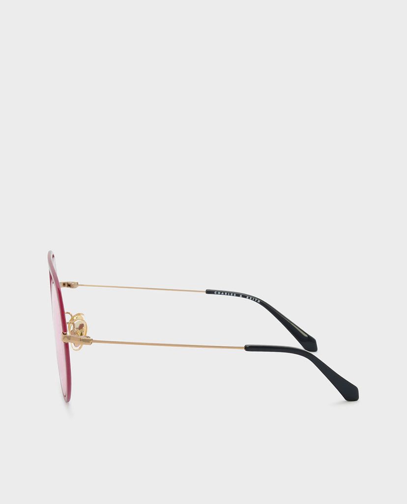 CHARLES & KEITH - Kính mát nữ gọng tròn Acetate Round Frame