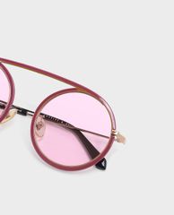 CHARLES & KEITH - Kính mát nữ gọng tròn Acetate Round Frame