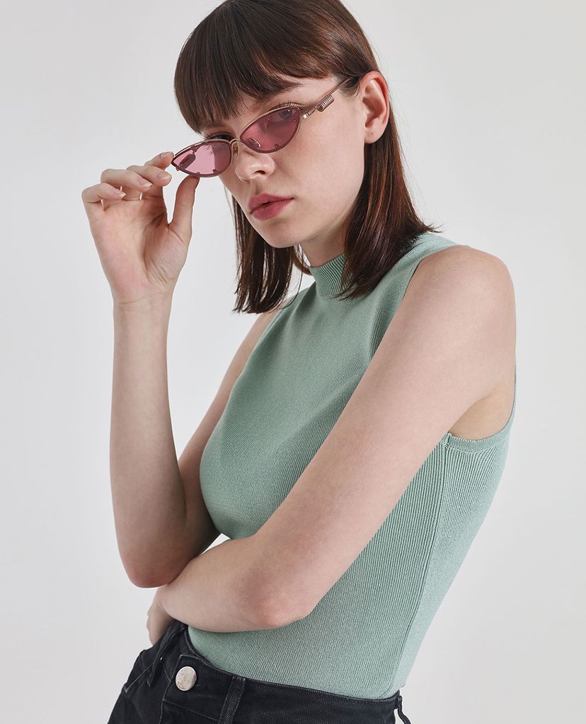 CHARLES & KEITH - Kính mát nữ mắt mèo Double Frame Cat Eye