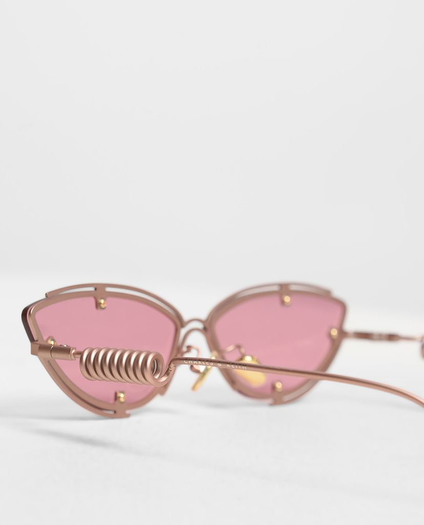 CHARLES & KEITH - Kính mát nữ mắt mèo Double Frame Cat Eye