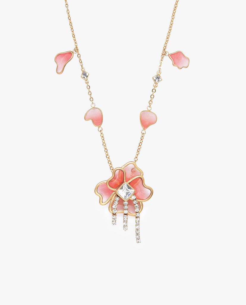 CHARLES & KEITH - Dây chuyền nữ Crystal & Acrylic Petal