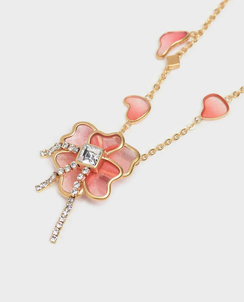 CHARLES & KEITH - Dây chuyền nữ Crystal & Acrylic Petal