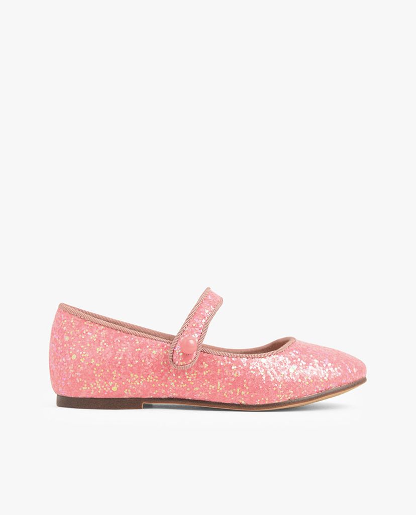 CHARLES & KEITH - Giày trẻ em đế bệt có kim tuyến Glitter Mary Jane