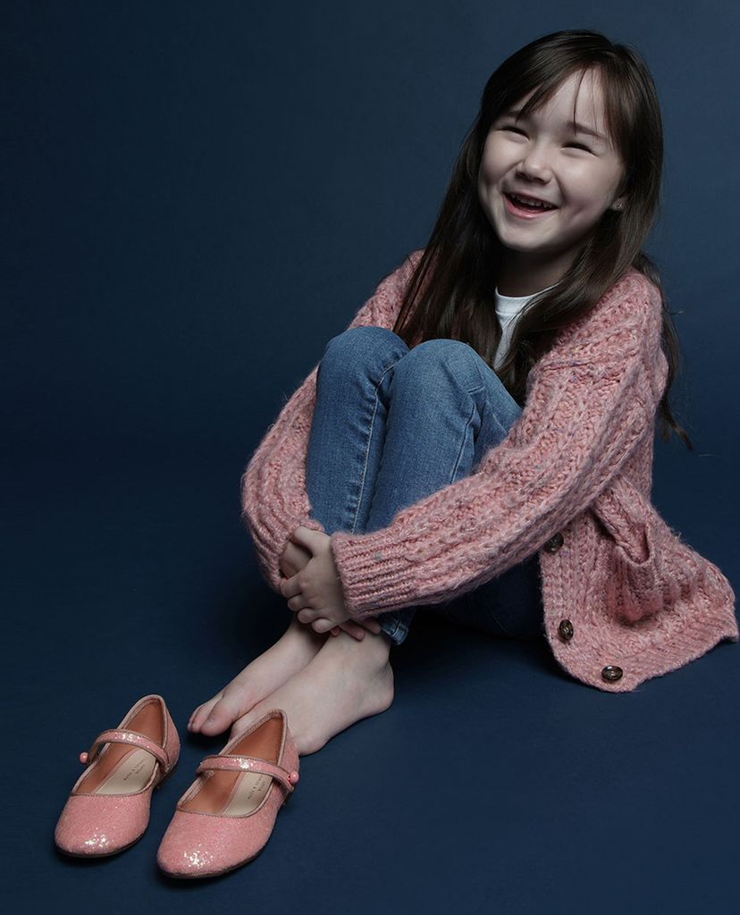 CHARLES & KEITH - Giày trẻ em đế bệt có kim tuyến Glitter Mary Jane