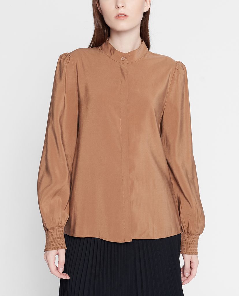 GIGI - Áo kiểu nữ cổ trụ tay dài Mandarin Collar