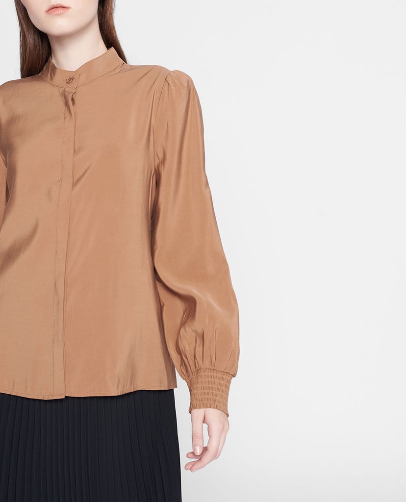 GIGI - Áo kiểu nữ cổ trụ tay dài Mandarin Collar