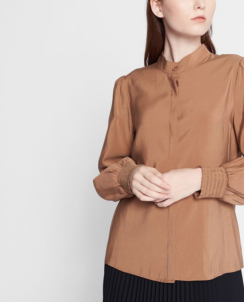 GIGI - Áo kiểu nữ cổ trụ tay dài Mandarin Collar
